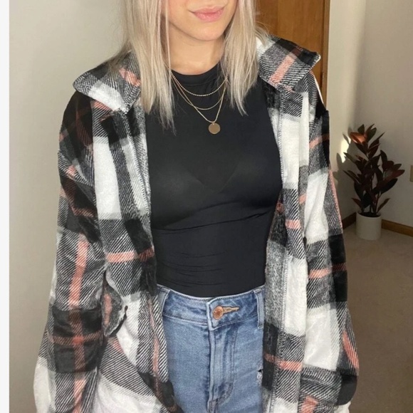 Cozy Plaid Boyfriend Jacket Oversized Shacket - Picture 5 of 11